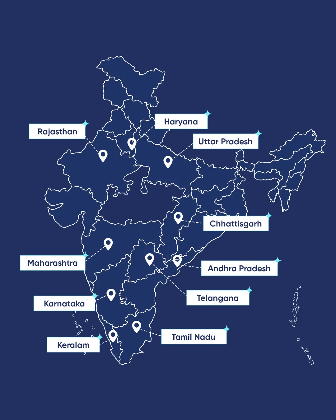 Map of GEMS Education campuses across India